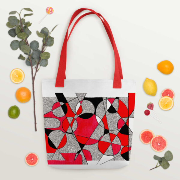 Red Geometry – design shopper női vászontáska - Image 3