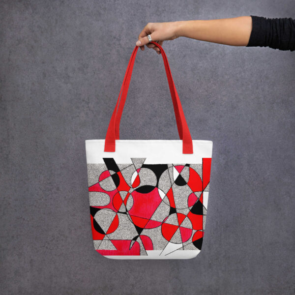 Red Geometry – design shopper női vászontáska - Image 4