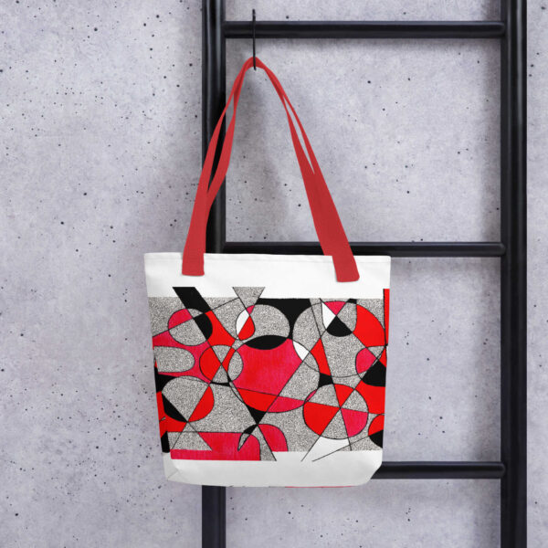 Red Geometry – design shopper női vászontáska - Image 5